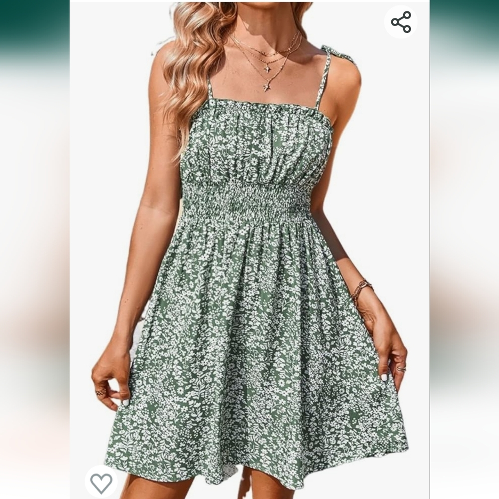Women's Sling Dress Floral A-Line Dress Holiday Print Adjustable Length - Picture 6 of 7
